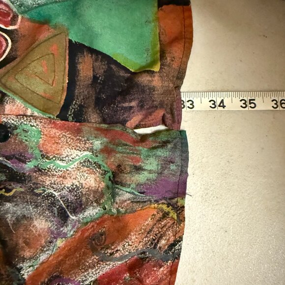 Jeri Marque Vintage Abstract Button-Up Blouse – Size 22 – Bold Multicolor Art - Picture 9 of 10
